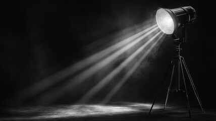 Dramatic Studio Spotlight Shining Brightly in Darkness