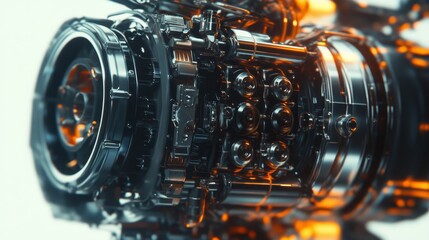 Fototapeta premium A close-up of a futuristic mechanical component showcasing intricate details and design.