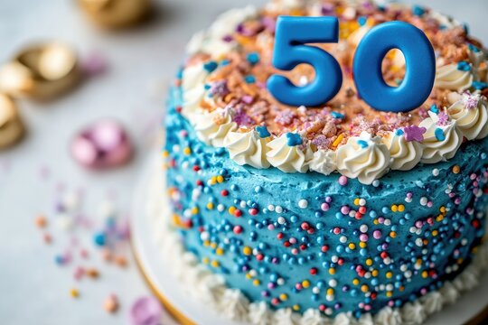 Delicious cake celebrating a 50th birthday or anniversary