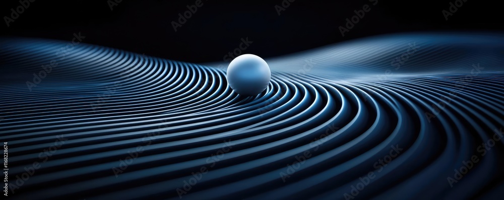 Aufkleber Galaxy abstract background concept. An abstract image featuring a sphere on curved waves, creating a mesmerizing visual effect.