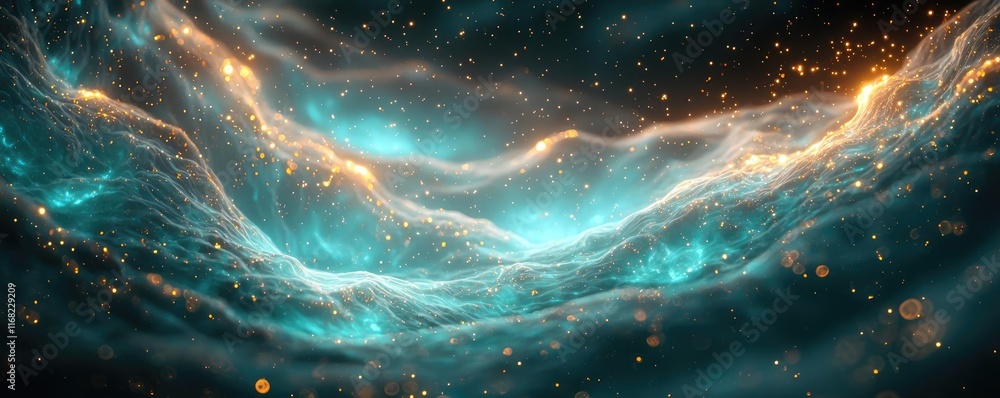 Poster galaxy abstract background concept. stunning cosmic landscape filled with vibrant colors and etherea