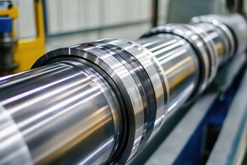 High-Precision Industrial Metal Shaft in Modern Manufacturing Facility Setting