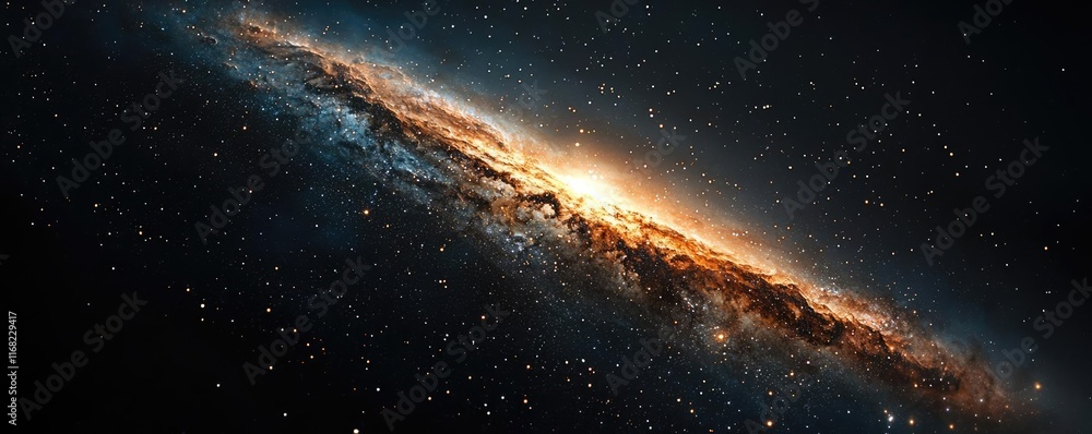 Poster galaxy abstract background concept. a stunning view of a spiral galaxy illuminated by distant stars 