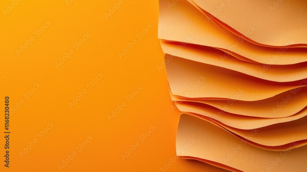 Poster Grungy abstract background idea. Abstract composition of layered orange paper sheets showcasing texture and color.