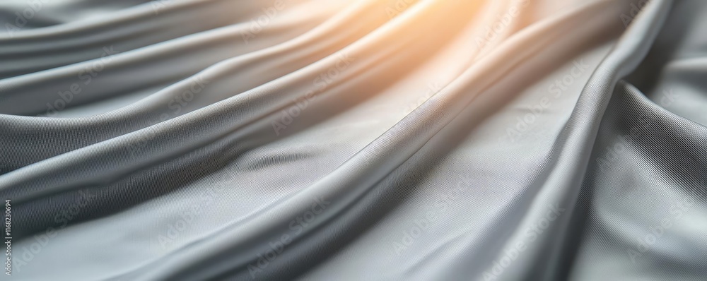Poster Grungy abstract background idea. Soft gray fabric draping gracefully with gentle light illuminating its smooth texture.
