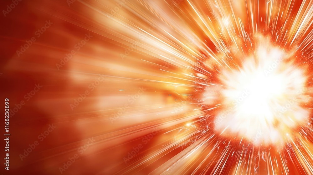 Poster burst abstract background concept. dynamic explosion effect with vibrant orange and white bursts of 