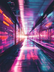 A digital glitch frame presents a futuristic aesthetic with vibrant, distorted visuals, perfect for tech-inspired designs and modern digital artistry.