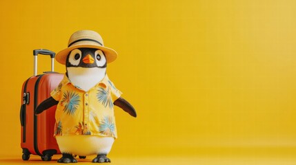 Summer Vacation Vibes! A cheerful penguin packed and prepped for adventure.