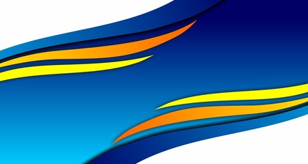 Abstract background with vibrant blue, yellow, and orange tones, featuring dynamic, wavy lines.
