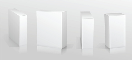 Set of Super Realistic White Box Mockup illustration Design isolated 