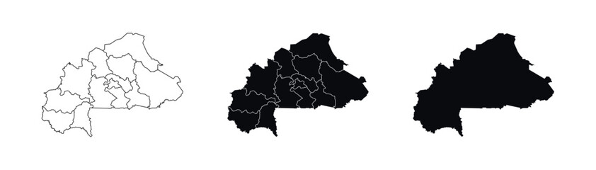 Burkina Faso Map vector icon. Map of Burkina Faso various styles.