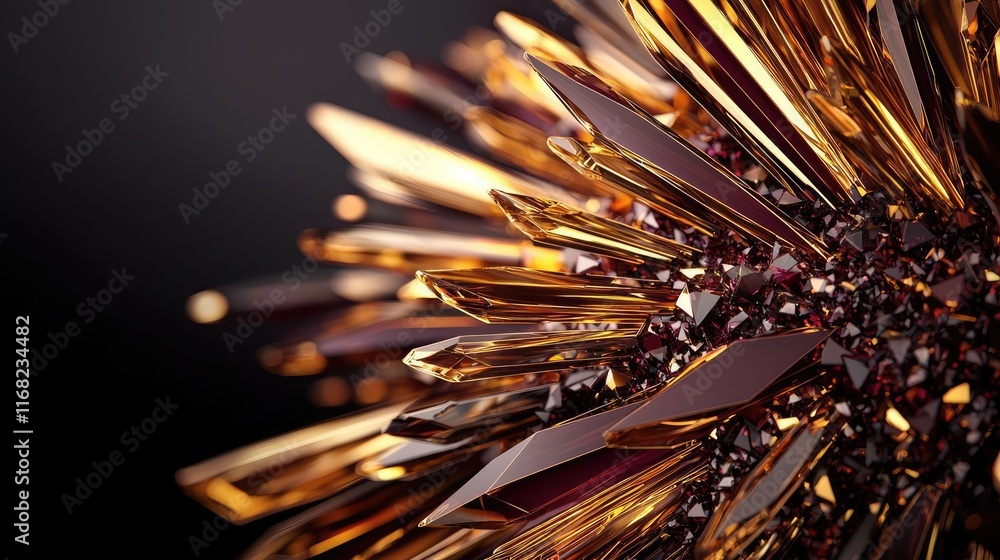 Aufkleber burst abstract background concept. an artistic display of golden and brown crystal-like structures, 