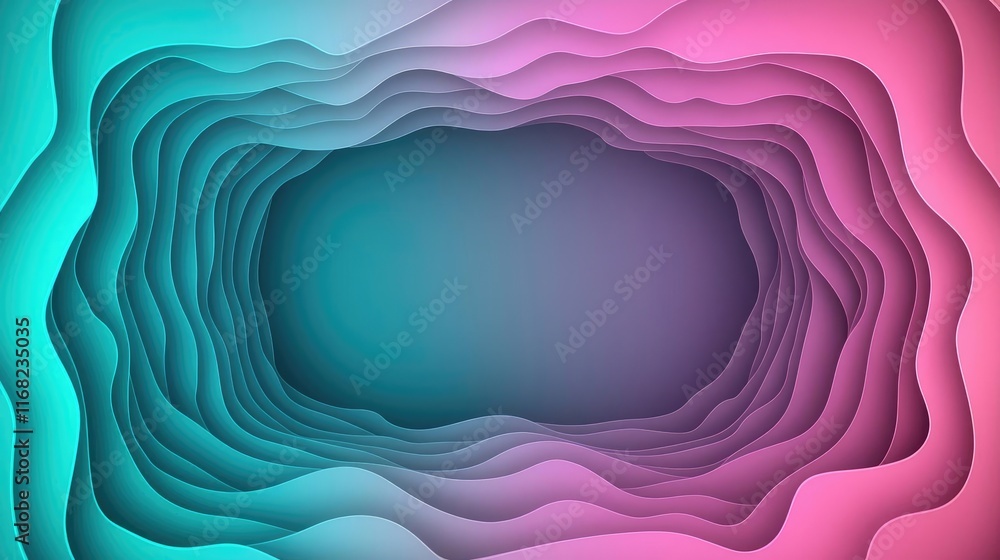 Poster Galaxy abstract background concept. Colorful abstract background with layered wavy shapes in pink and teal shades.