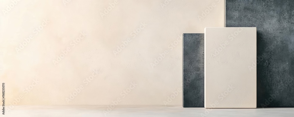 Poster grungy abstract background idea. minimalist interior with neutral walls and empty space for art inst