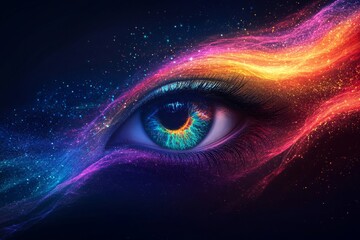 Rainbow Eye Concept Design with Abstract Flow, Generative AI