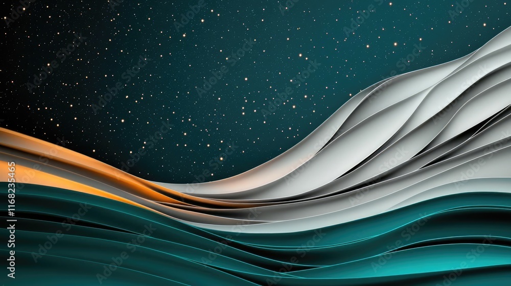 Poster Galaxy abstract background concept. Dynamic abstract waves in vibrant colors create a mesmerizing visual experience.