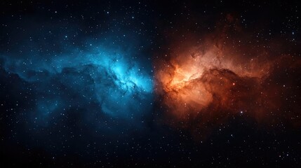 Galaxy abstract background concept. Stunning cosmic nebula showcasing vibrant blue and orange colors in the universe.