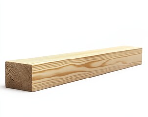 Single light-colored wood beam isolated on white.