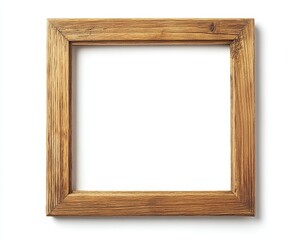 Simple square wooden frame isolated on white background.