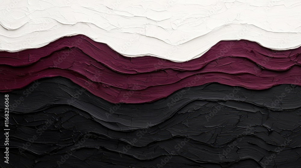 Poster grungy abstract background idea. abstract art featuring textured waves in black, white, and burgundy
