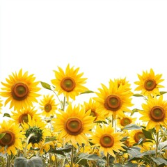 Obraz premium Bright Sunflowers in Bloom with a Clear Sky Background Creating a Vibrant and Cheerful Spring Atmosphere