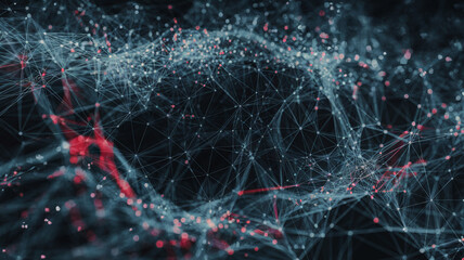 Abstract Digital Web of Interconnected Points and Lines