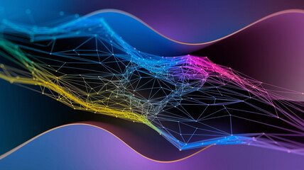 Vibrant Abstract Digital Network of Interconnected Points and Lines