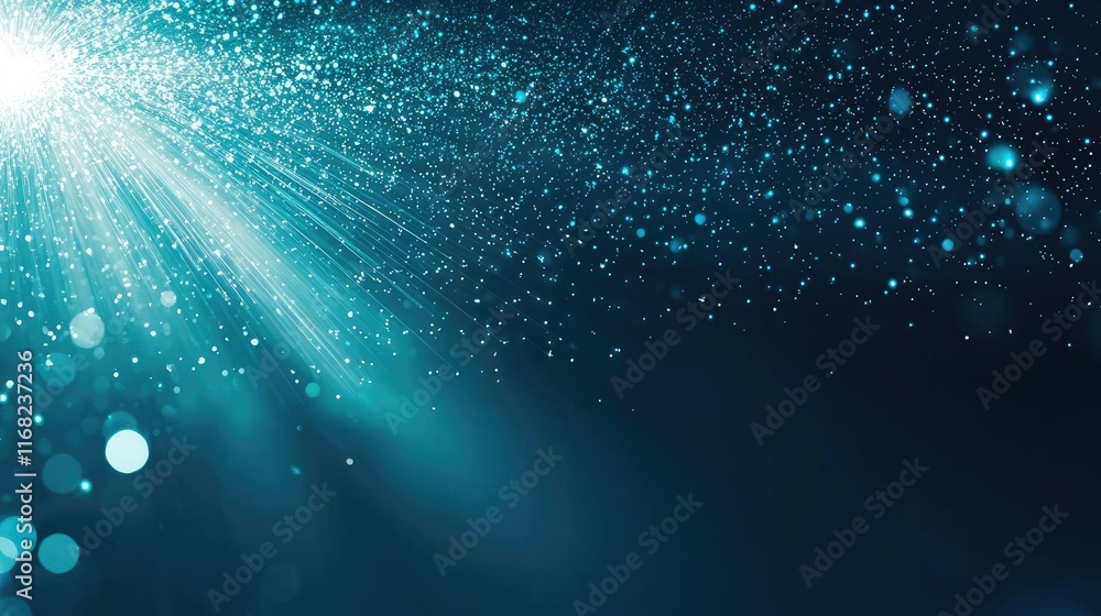 Aufkleber Burst abstract background concept. A serene underwater scene with sparkling light and bubbles creating a tranquil atmosphere.