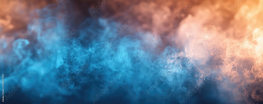 Poster burst abstract background concept. colorful smoke swirls of blue and orange create a dynamic, artist