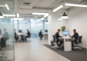 Abstract Blurred Interior Office Background, Business People at Work