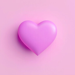 Pink 3D heart on pink background, Symbol of Love