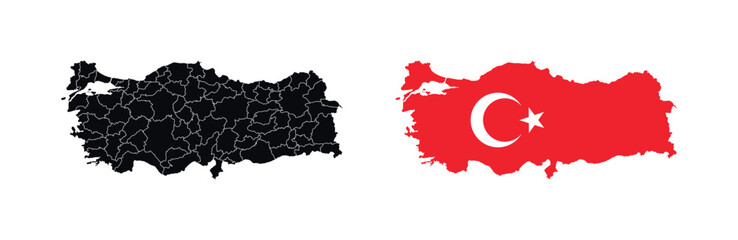 
Turkey Map vector icon. Map of Turkey in Flag colors.