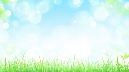 Obraz premium Bright and Cheerful Background with Soft Bokeh Effect and Lush Green Grass
