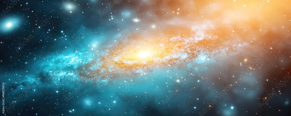 Poster galaxy abstract background concept. a stunning view of a distant galaxy featuring vibrant colors and