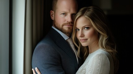 Fototapeta premium Minimalism studio portrait swedish wedding