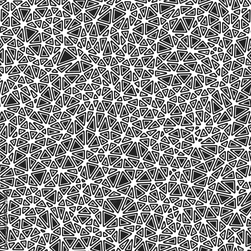 Poster abstract vector background. rounded solid shapes in frames. small triangles size. black and white st