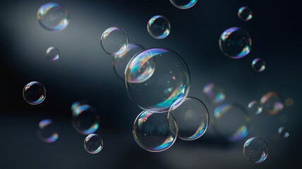 Naklejka premium Soap bubbles on a grey background