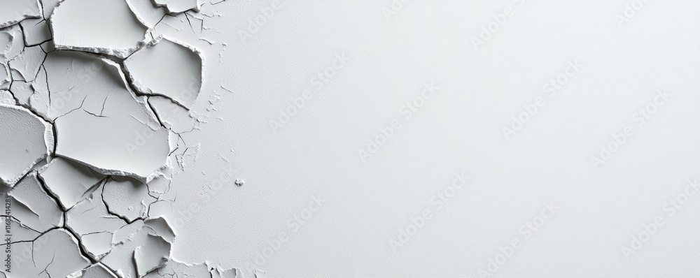 Poster Grungy abstract background idea. Close-up view of cracked and peeling paint texture on a wall.