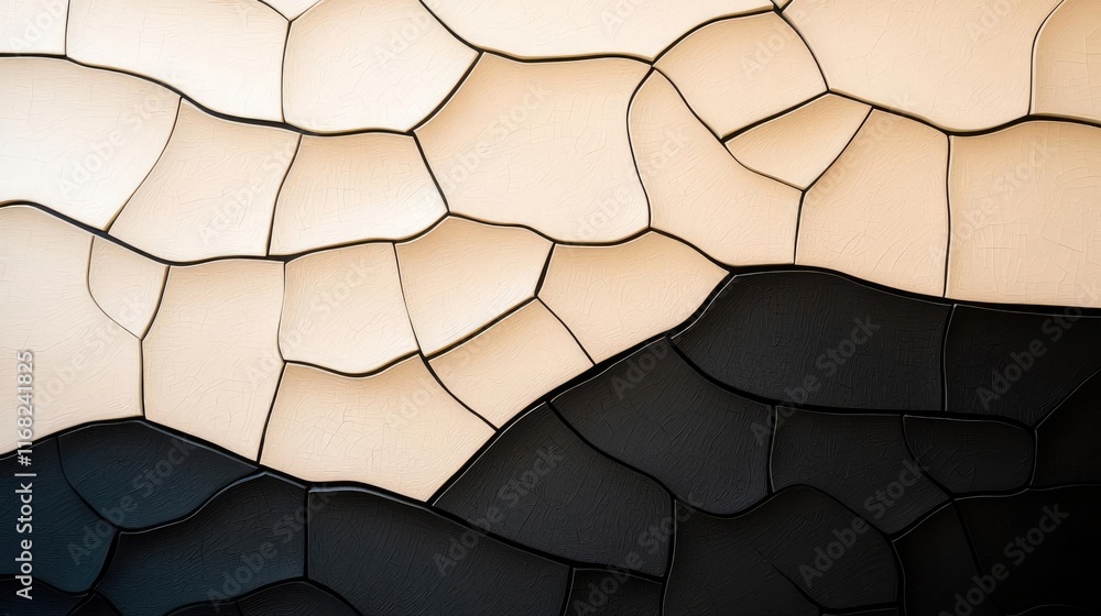Poster Grungy abstract background idea. Abstract geometric pattern of interconnected shapes in neutral tones for modern designs.
