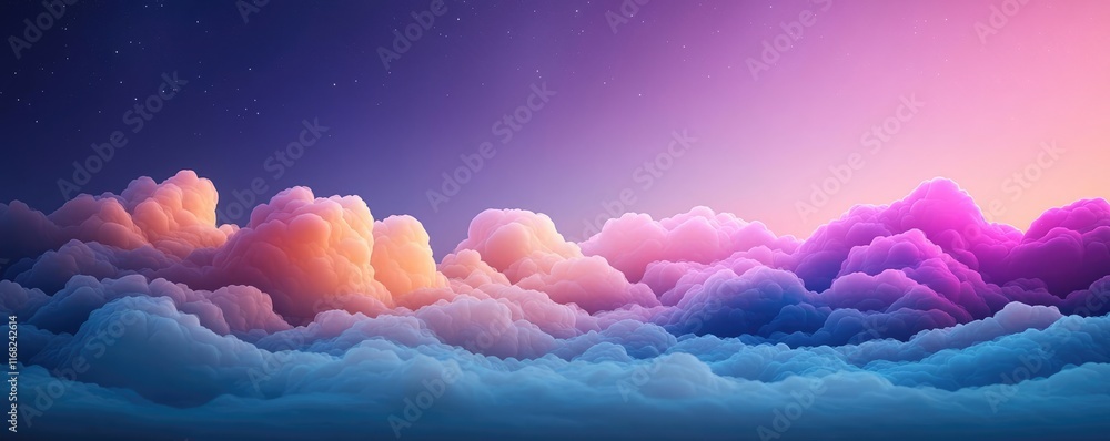 Poster galaxy abstract background concept. vibrant clouds illuminated by sunset hues in a serene sky.