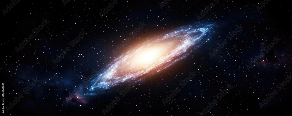Poster galaxy abstract background concept. a stunning view of a spiral galaxy illuminated by bright stars i
