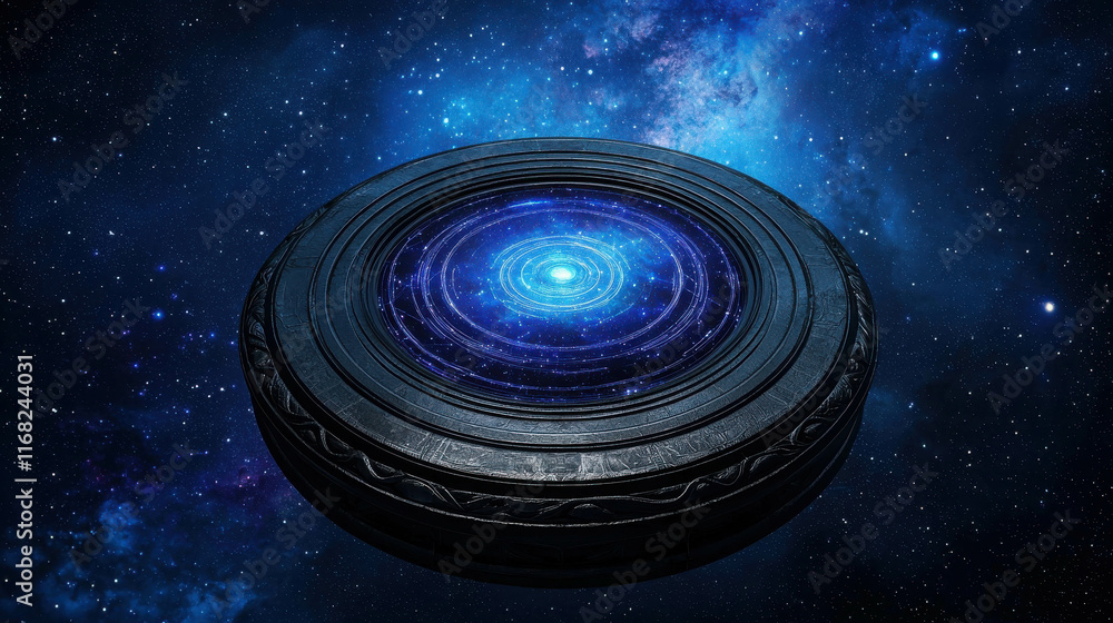 Aufkleber cosmic observatory floating in deep space with vibrant colors and mystical swirls