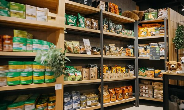 A Pet Food Store with a Wide Selection of Products for Dogs and Cats