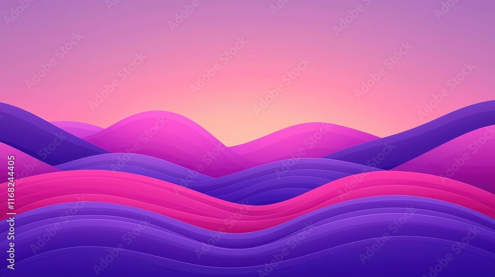 Poster galaxy abstract background concept. a vibrant abstract landscape of undulating hills in shades of pi