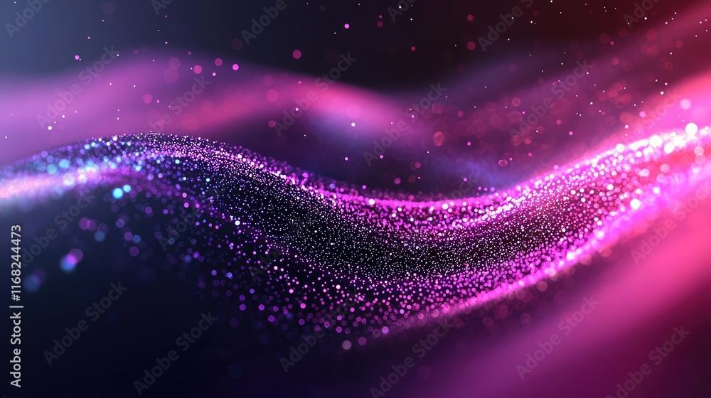 Aufkleber Galaxy abstract background concept. A vibrant wave of colorful particles flowing through a dark backdrop, creating visual flow.