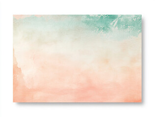 A vintage-style watercolor postcard with a soft gradient transitioning from light green to peach, set against a clean white background.