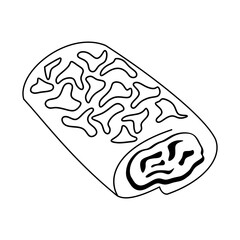 Dadar Gulung Line Art Illustration of Indonesian Delicacy