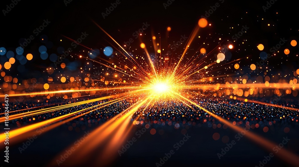 Poster burst abstract background concept. abstract background of glowing particles radiating light in vibra