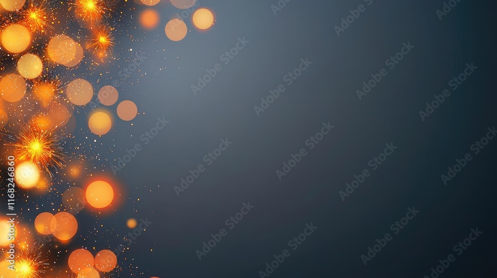Poster burst abstract background concept. beautiful abstract bokeh background with vibrant orange lights an