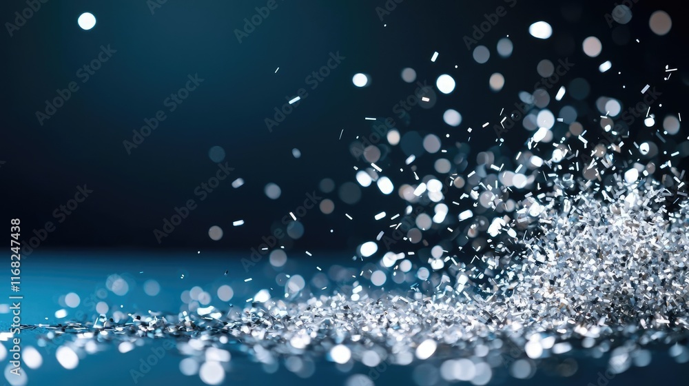 Poster Burst abstract background concept. Beautiful scattered shimmering particles reflecting light in a stunning composition.